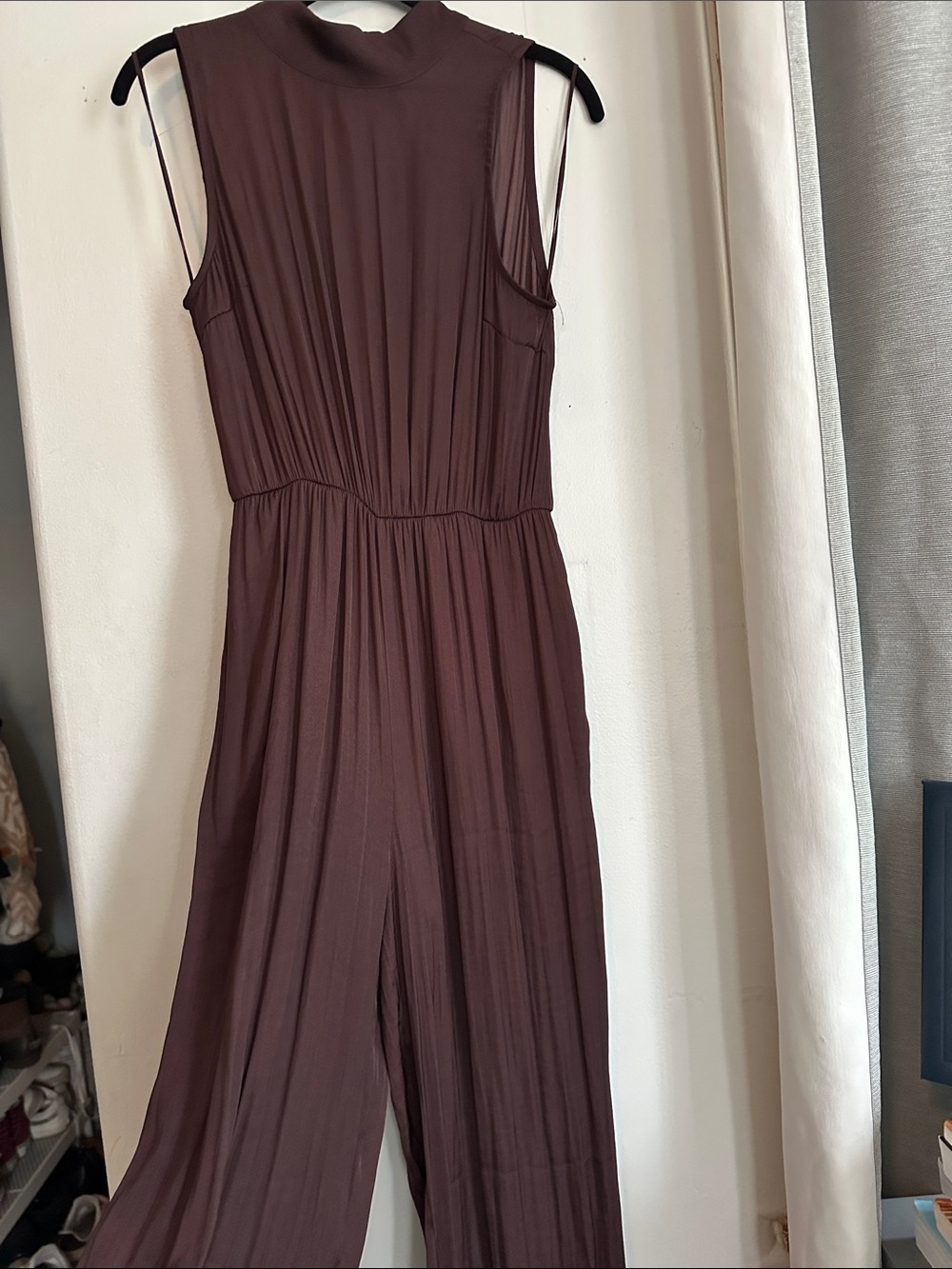 Sleeveless Wide-Leg Jumpsuit in Chocolate Brown